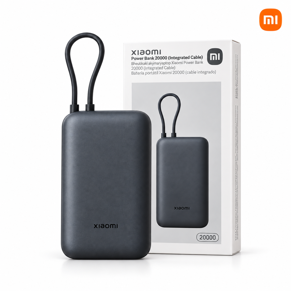 Xiaomi Power Bank 20 000 mAh — Batterie externe avec câble intégré